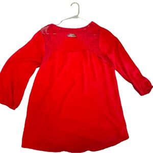 Lace back cherry red blouse
